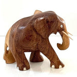 Hand Carved Tan Wood Elephant Statue 4" Artisan Figurine Home Decor Imported VG
