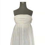 J.Crew Women's White Linen Strapless Prom Dress 6/S Fit Flare Knee Length VG