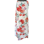 Lulus White Red Pink Floral Maxi Wrap Skirt Size XS NWT