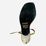 AMANDA Martini Metallic Gold Rhinestone Clear Heel Sandals Women’s 36 5.5 NIB