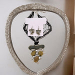 Crystal Rope Necklace Earrings Set Brown Rhinestone Costume Jewelry NWOT