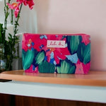 CLINIQUE Pink Green Blue Makeup Bag Travel Cosmetic Organizer Geometric Print