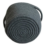 Small Round Rope Storage Basket w/ Handles Dark Grey 9"x8"x5.5" Boho Chic