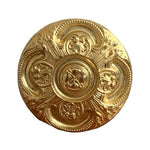 Vintage Medallion Sun Brooch Gold Tone Ornamental Pin 2"x2" Costume Jewelry VG