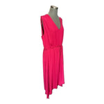 Vince Camuto Women's Magenta Pink Silky Asymmetrical V-Neck Dress XL $146 EXC