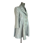 SHERI DROBNICK Credibility Women's Silver Metallic Jacket Size 8 Linen Blend VG