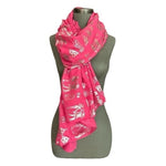 Egyptian Hieroglyphs Pink Silver Beach Sarong Wrap Scarf 60x44 Egypt NWOT