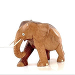 Hand Carved Tan Wood Elephant Statue 4" Artisan Figurine Home Decor Imported VG