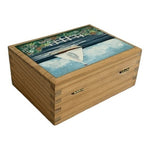 Nautical Wood Trinket Box 3.75" Sailboat Ocean Coastal Handmade Jewelry Storage