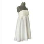 J.Crew Women's White Linen Strapless Prom Dress 6/S Fit Flare Knee Length VG