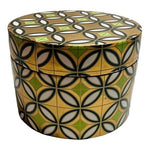 Large Ceramic Canister Jar Gold Green Black Geometric 6.5" Hexagon Lidded NEW