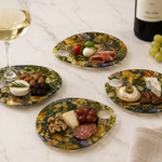 Keller-Charles Melamine Wine Glass Appetizer Plates Grape Vine Design Set of 4