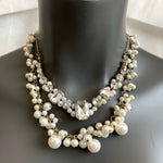 Women's Beads Crystals Necklace Silver Tone Double Layered Necklace Jewelry