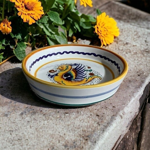 Sur La Table Dragon Print Ceramic Bowl Coaster 5.5" Multicolor Serving Dish New
