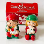 Vintage 1983 AVON Santa’s Helpers Salt & Pepper Shaker Set Christmas Porcelain