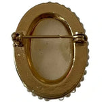 Vintage French Carnelian Cameo Brooch Pin Gold Pearl Accent Women's Jewelry EXC