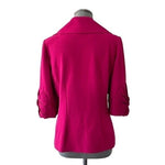 Simply Chloe Dao Women's Magenta Origami Trim Sleeve Blazer S 3D Flower 4-Button