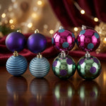 Shatterproof Ball Christmas Ornaments Set of 8 Pink Teal Purple Glitter G