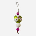 Vintage Beaded Tassel Teardrop Christmas Ornament Green Pink Collectible