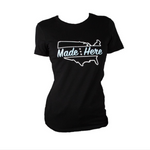 MadeHere Cross Country Women's Short Sleeve Tee XL/L Black Light Blue Cotton New