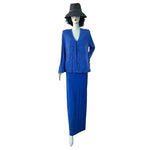 Alex Evenings Blue Glim Sleeveless Maxi Dress & Long Sleeve Blazer Suit Size 16