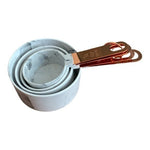 Measuring Cups Spoons Set 8 Piece Copper Handle Marble White Grey Kitchen NIB