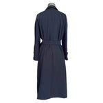 Authentic Burberry 100% Wool Navy Blue Midi Trench Coat Women's 10 Waterproof