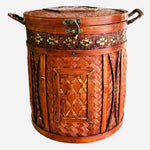 Mid 20th Century Chinese Rattan Wedding Basket Picnic Basket Wicker Vintage Box
