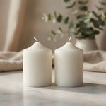 Unscented White Pillar Candles 2.5" x 4" Set of 2 New Clean Burn Set of 2