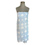 Roffe Dot Print Sarong Blue White 78x43 Multi-Use Cover Up Wrap Sheer Lurex NWT