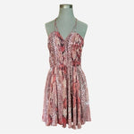 W118 Walter Baker Womens Red Snake Print Dress Size M Fit & Flare Sheer Cocktail