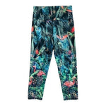Evolution & Creation Boho Tropical Print Compression Capri Leggings Women M VG