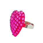 Girls Heart Shaped Ring Pink Rhinestone Silver Adjustable Dress Up Jewelry NWOT