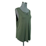 NO BOUNDARIES Womens Tank Top XXXL Green V Neck Ring Accent Rayon Stretch NWT