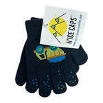 N'ice Caps Boys Magic Stretch Gloves 2-Pack Black Blue Truck Design One Size NWT