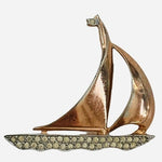 Rare Vintage Sailboat Gold-Tone Rhinestone Pin Brooch Women Jewelry