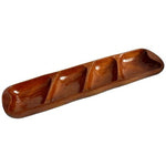 Vintage Hand Carved Mahogany Wood 4 Compartment Serving Tray 19.5" Condiment VG