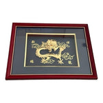 Gold Dragon 3D Framed Inlay Wall Tabletop Decor Chinese Art Feng Shui VG