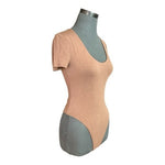 BAR III Brown Rayon Spandex Stretch Short Sleeve Body-Con Bodysuit Womens Sz M
