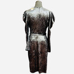 INC International Concepts Silver Velvet Wrap Dress M Puffed Sleeve Lined NWT