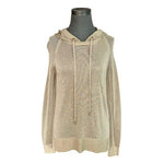 Michael Kors Lurex Gold Metallic Mesh Crochet Knit Hooded Pullover Womens Sz S