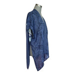 Kona Sol Women's Navy Blue Palms Print Sheer Beach Cover Up S Open Front Tunic