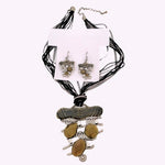 Crystal Rope Necklace Earrings Set Brown Rhinestone Costume Jewelry NWOT