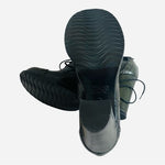 KAMMI Italy Chameleon Green Leather Lace-Up Heeled Ankle Booties Size 5.5