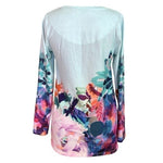 Soft Surroundings Aqua Floral Sweater Crew Neck Pullover Size XS Long Sleeve VG