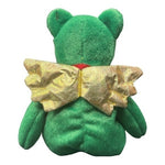 TY Beanie Baby Gift Joy Bear 9.5" Green Sparkle Gold Wings Christmas Collectible