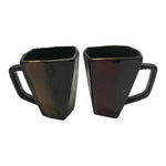 JA Designs La Dolce Vita Quadric Coffee Mugs Set of 2 Retro Ceramic 4.5" Vintage