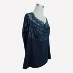 Avenue of the Stars Off Shoulder Black Lace Blouse Plus Size 4X 26-28 Cotton EXC
