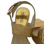 MICHAEL KORS Posey Gold Leather Espadrille Wedge Sandals Women 5.5 5" Heel G+