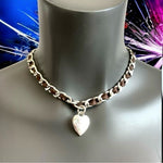 Women’s Brown Leather Silver Heart Necklace & Bracelet Jewelry Set Gift Box